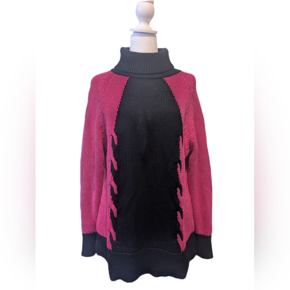 Parkhurst Sz L 100% Cotton Long Sleeved Turtleneck Knit Sweater